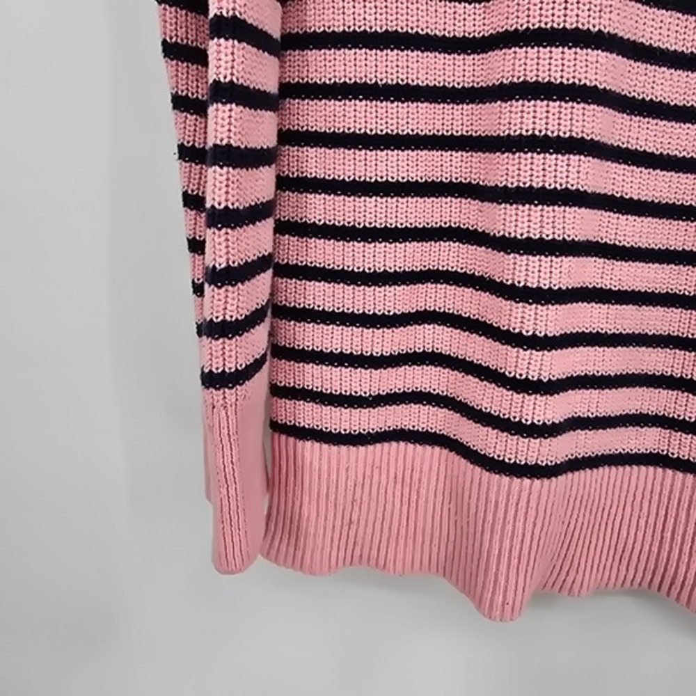 GAP Women's Pink Striped V-Neck Sweater‎ Size Large Long Sleeve Knit Top - Picture 5 of 9